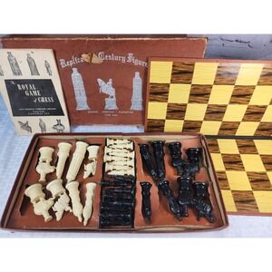 Vintage Genuine Kingsway Florentine Replica 11th Century Complete Chess Set